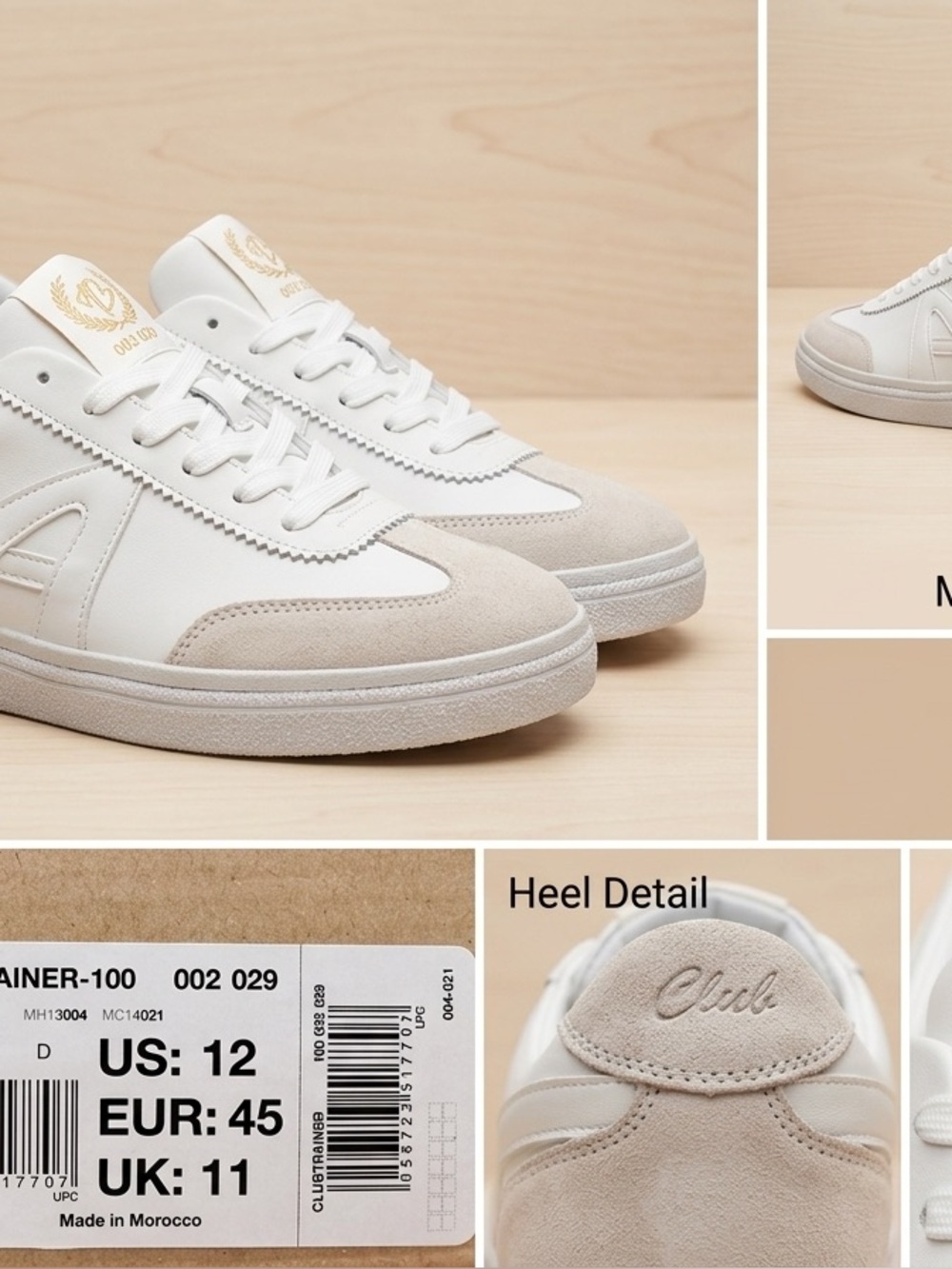 NEW ALDO Sport Club Men’s Sneakers Size 12 White Beige Leather Suede Montreal